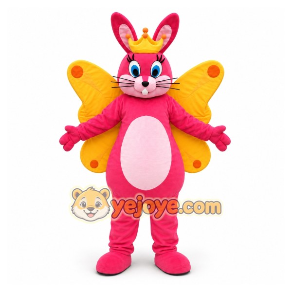 Pink Angel Rabbit Mascot Costume Pink Angel Rabbit Mascot Costume