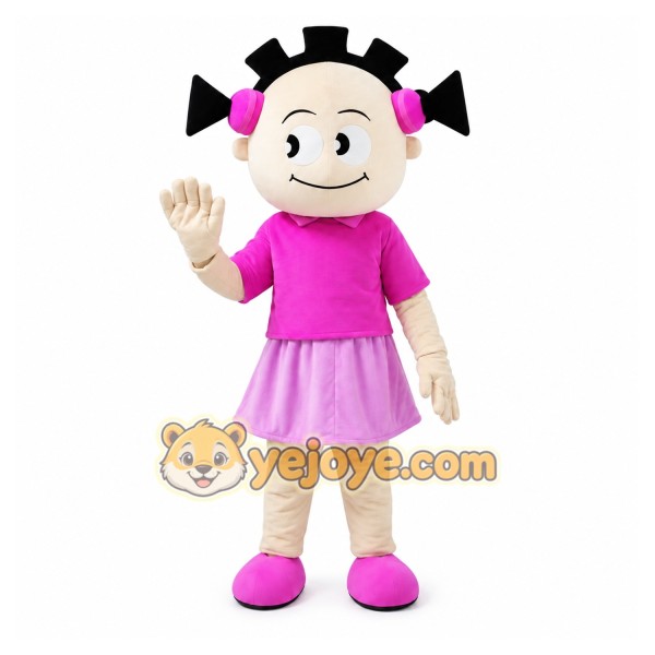 Pink Coat Girl Mascot Costume