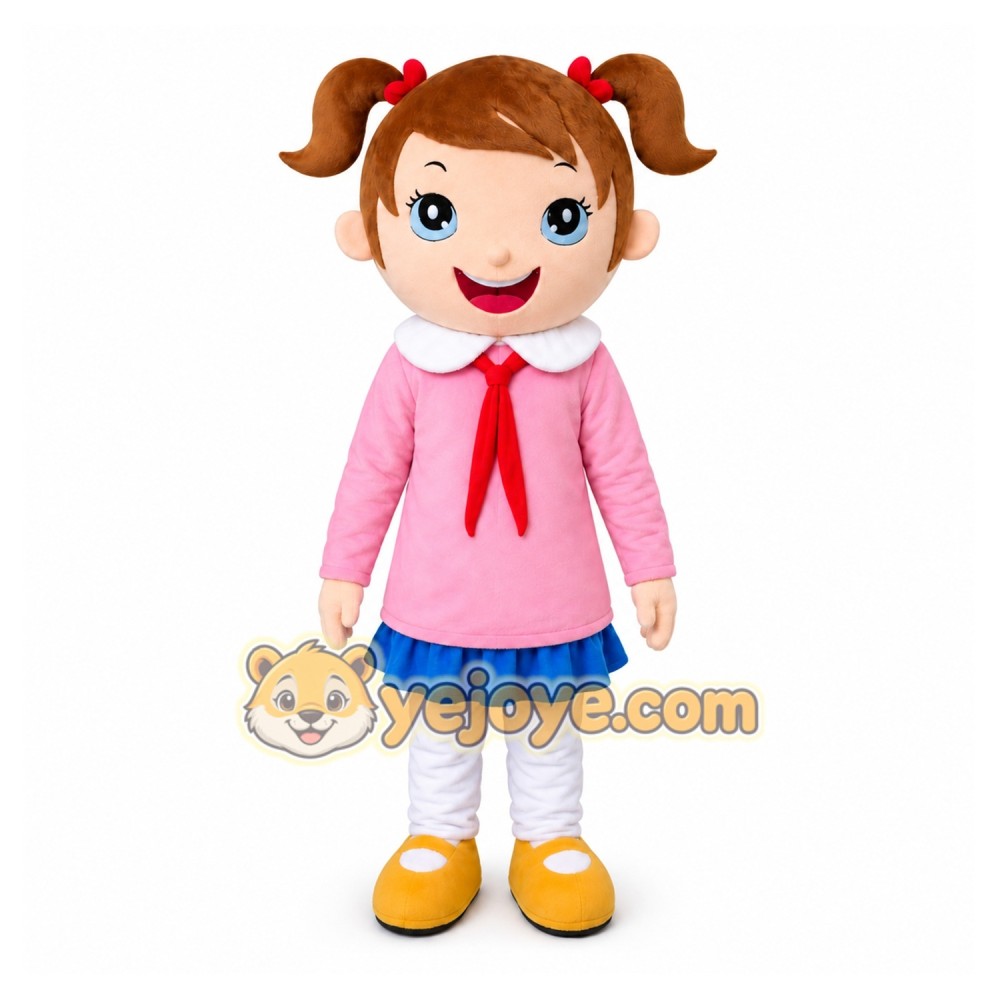 Pink Coat Girl Mascot Costumes
