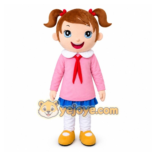 Pink Coat Girl Mascot Costumes