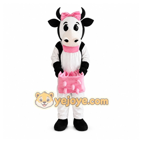 Pink Cow Mascot Costume Pink Cow Mascot Costume