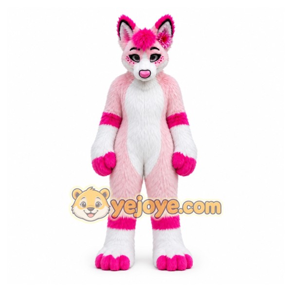 Pink Fursuit Husky Wolf Halloween Mascot Costumes Pink Fursuit Husky Wolf Halloween Mascot Costumes