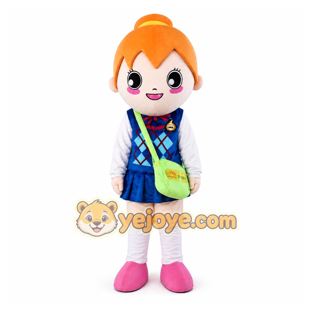 Orange-Haired Cartoon Girl Mascot Costume