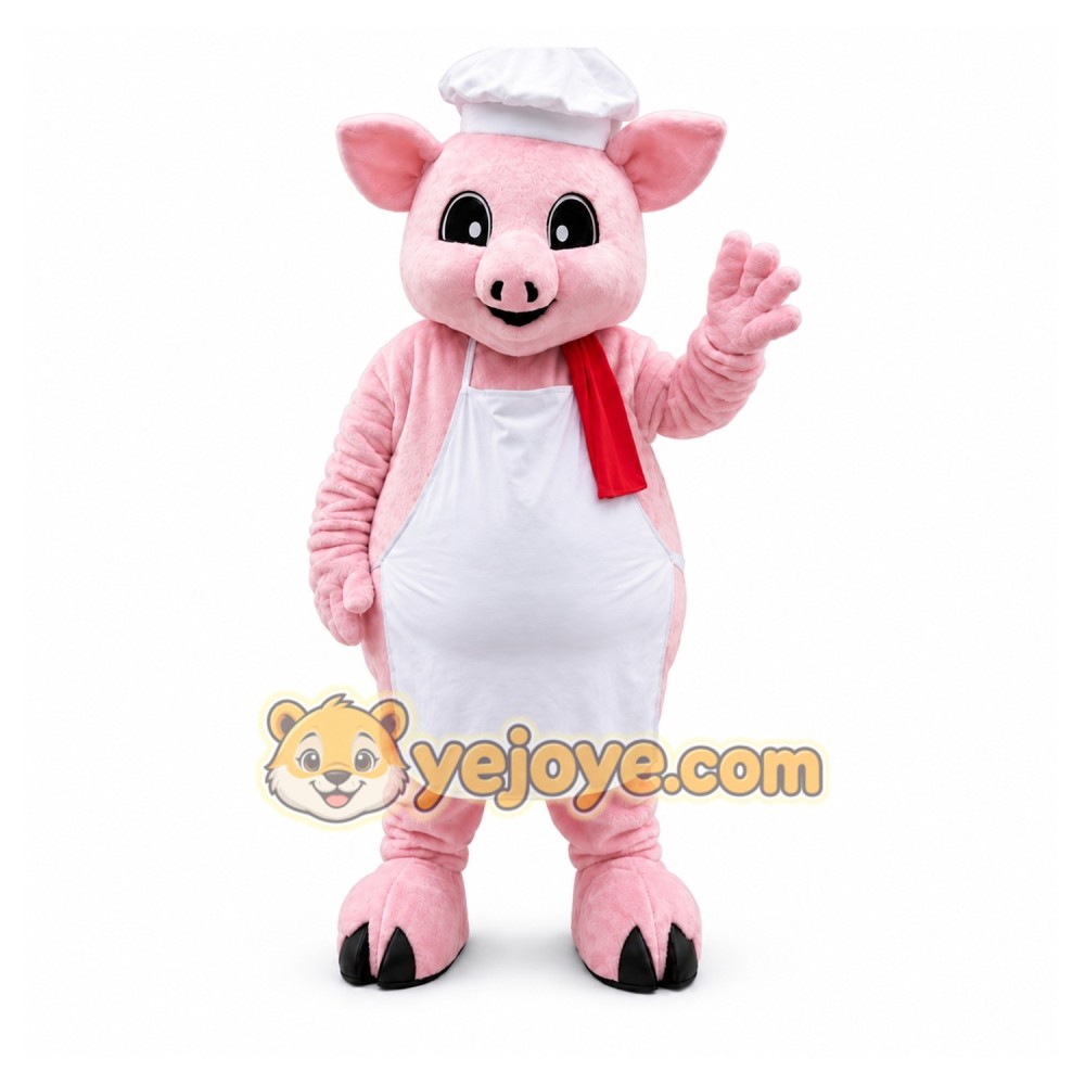 Pink Pig Chef Mascot Costume Pink Pig Chef Mascot Costume