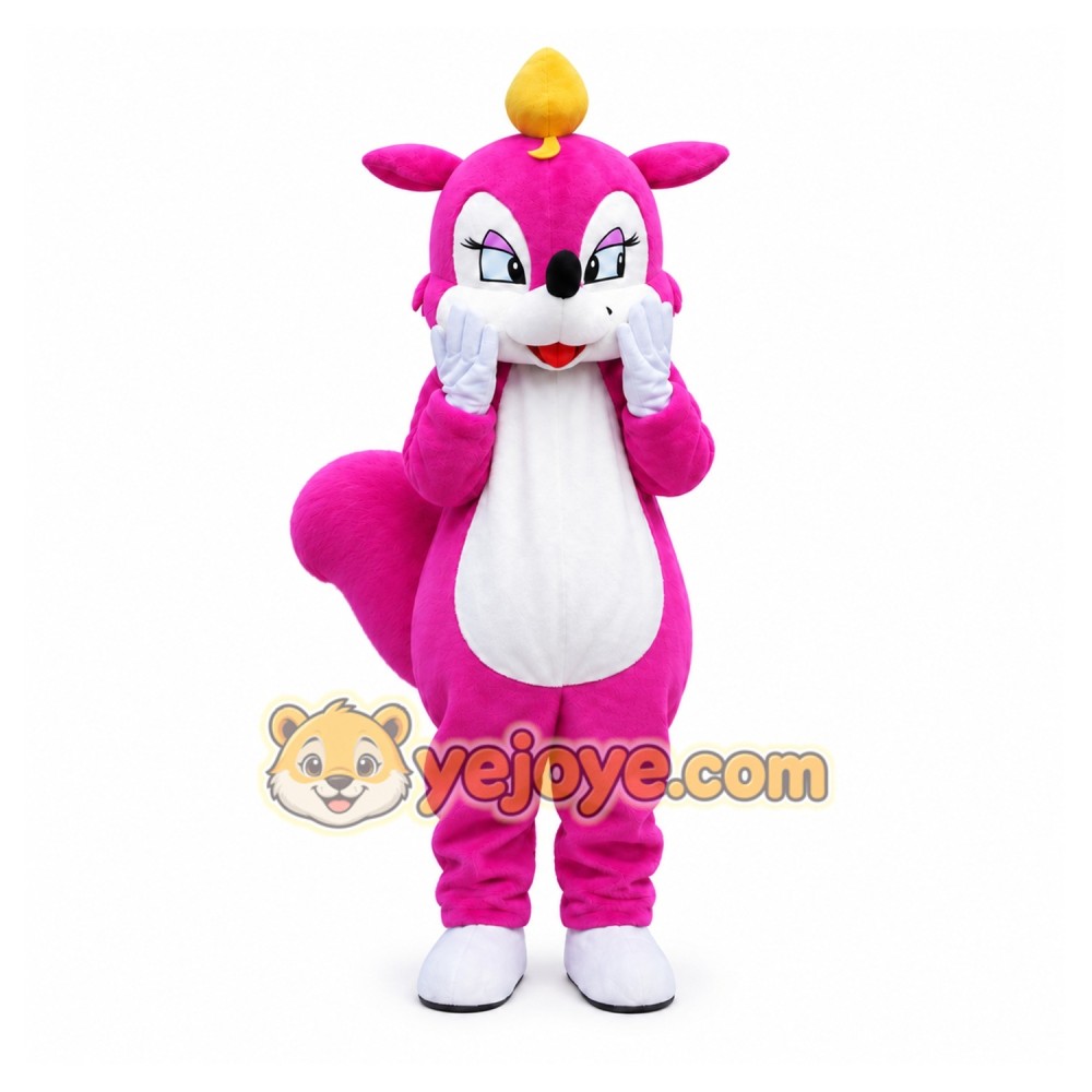 Pink Rose Squirrel Mascot Costume