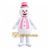 Pink Scarf Snowman Mascot Costume