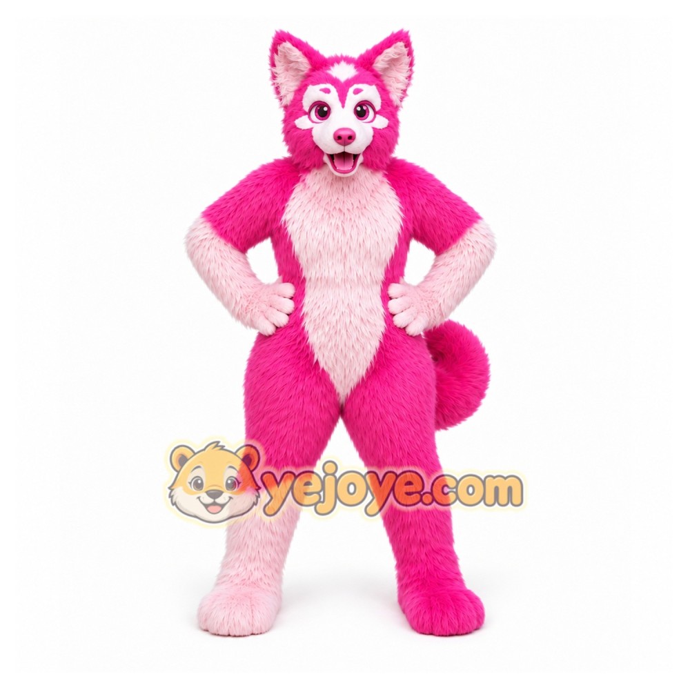 Pink Wolf Fursuit Costumes Animal Mascot for Adults Pink Wolf Fursuit Costumes Animal Mascot for Adults