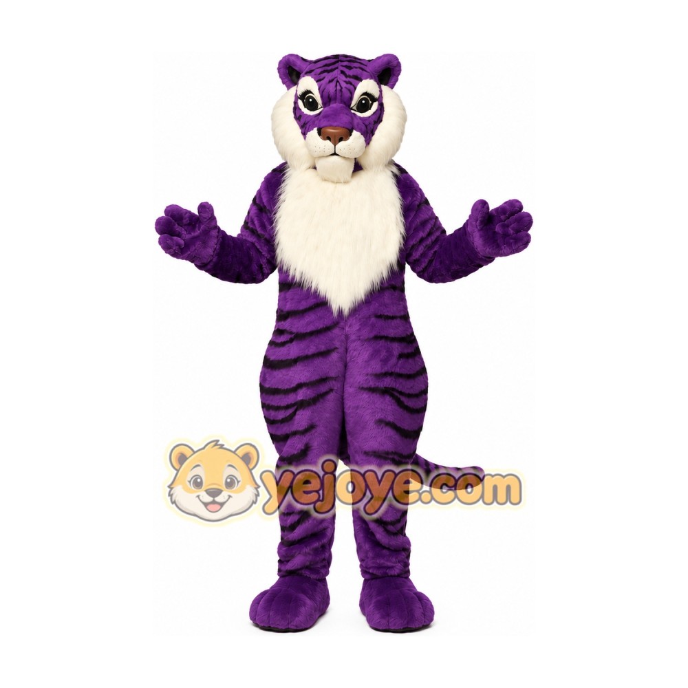 Professional Custom Purple Tiger Mascot Costume Professional Custom Purple Tiger Mascot Costume