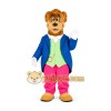 Brown Bear in Blue Coat Mascot Costume Brown Bear in Blue Coat Mascot Costume