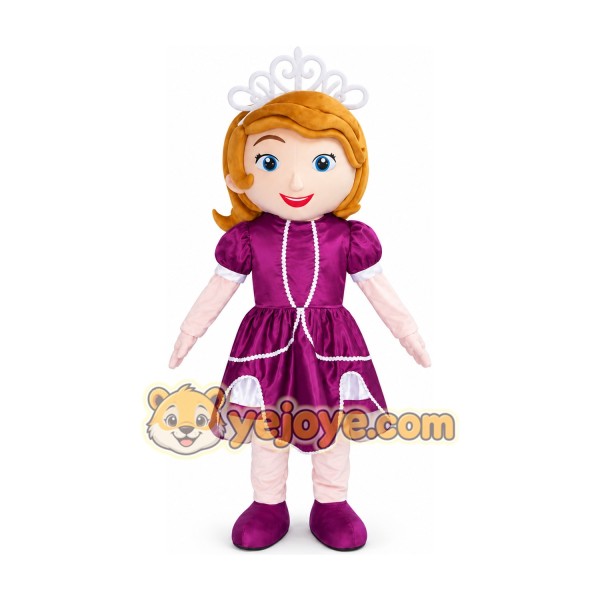 Princess in Purple Dress Mascot Costume