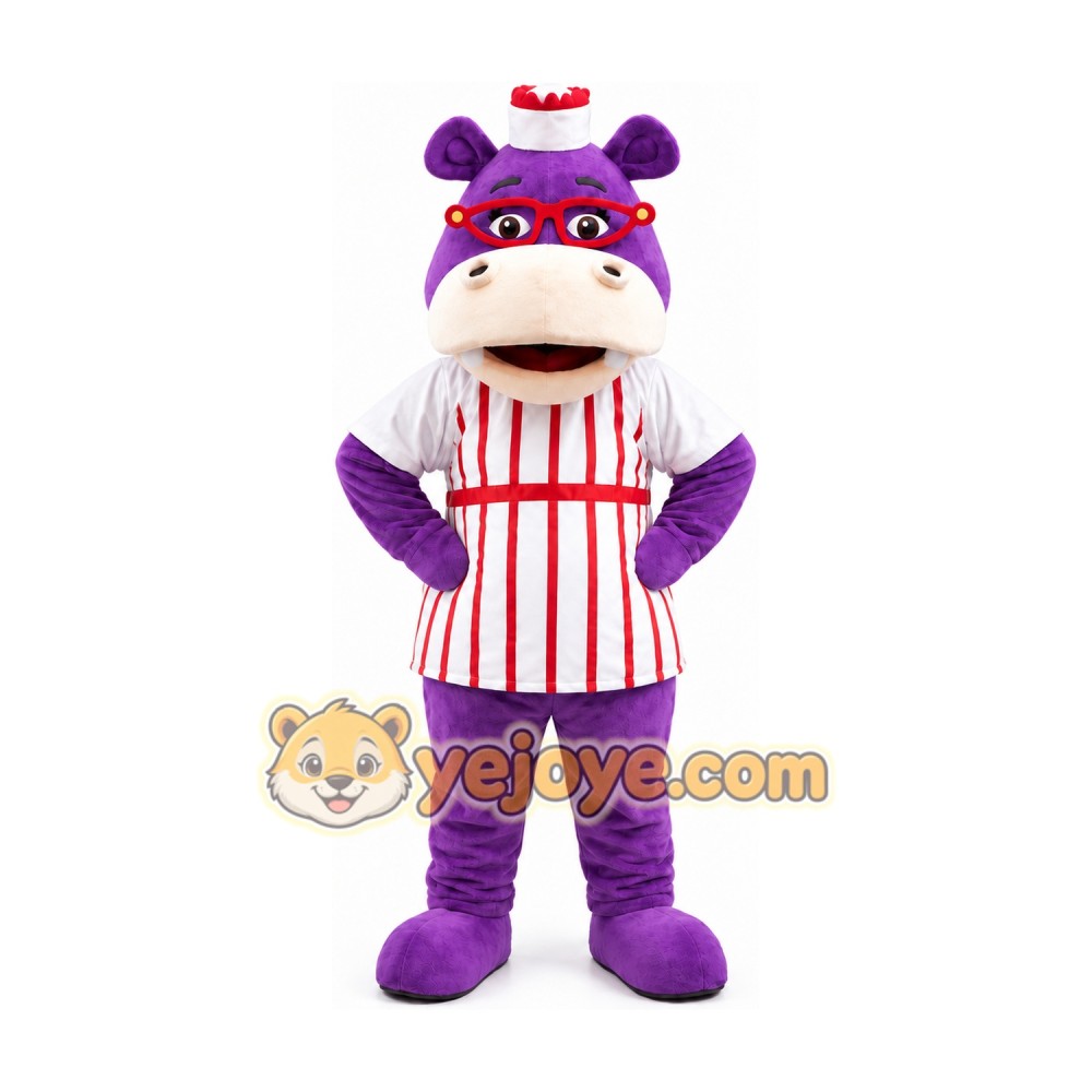 Purple Hippo Mascot Costume Purple Hippo Mascot Costume