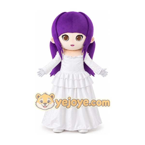 Purple-Haired Cartoon Girl Mascot Costume