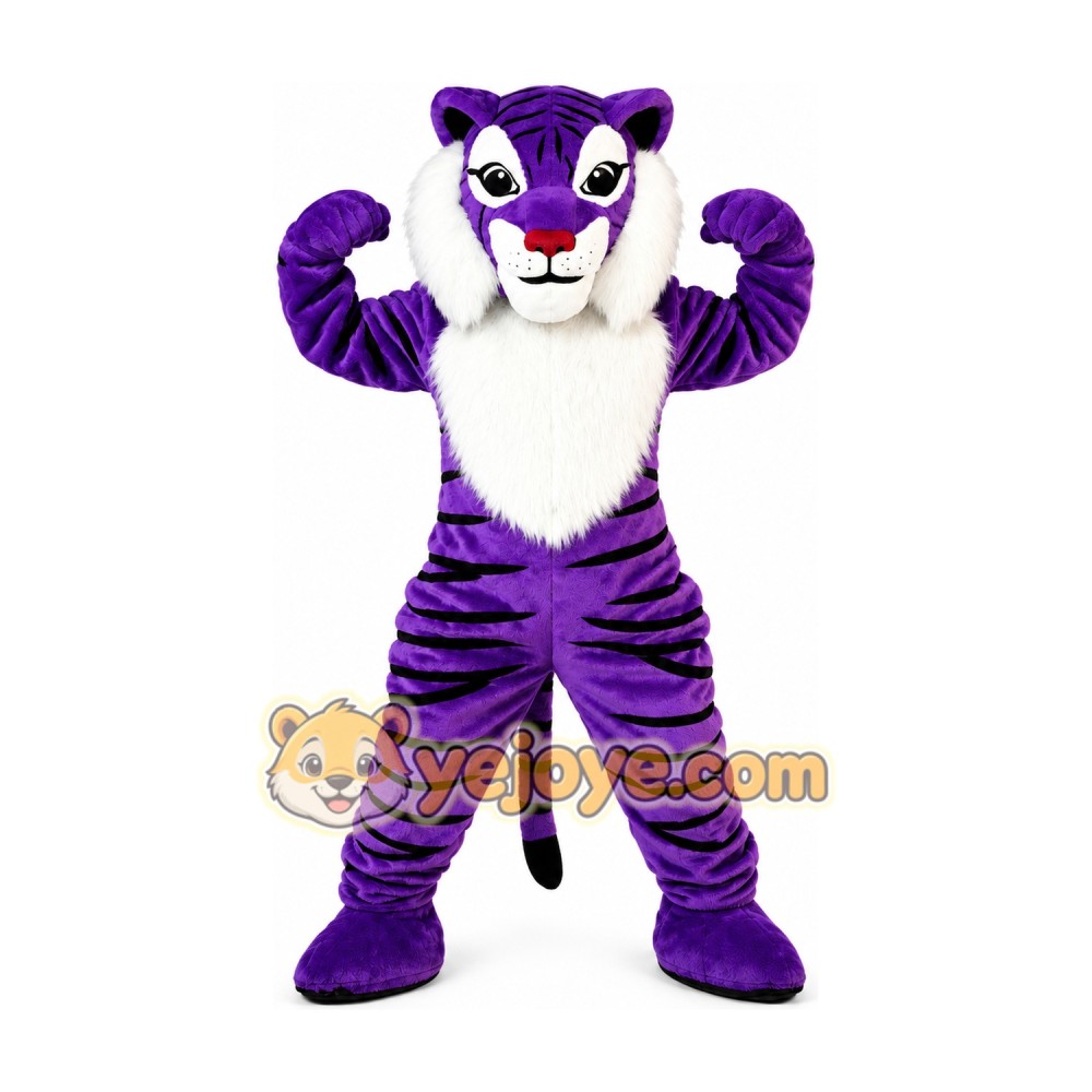 Purple Tiger Mascot Costume Purple Tiger Mascot Costume