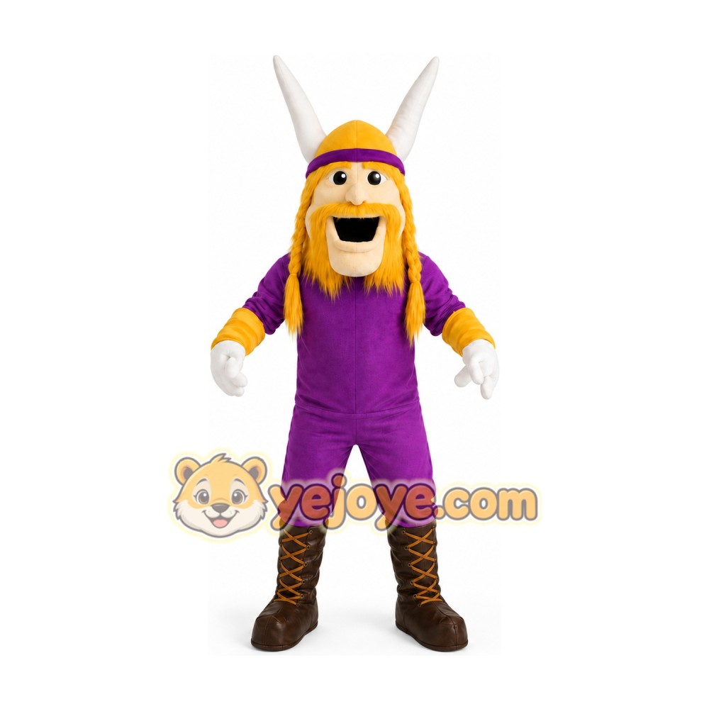 Viking in Purple Shirt Mascot Costume Viking in Purple Shirt Mascot Costume