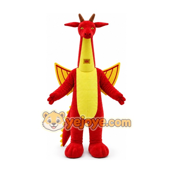 Red Dragon with Yellow Wings Mascot Costume Red Dragon with Yellow Wings Mascot Costume