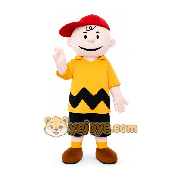 Cartoon Boy in Yellow Shirt Mascot Costume
