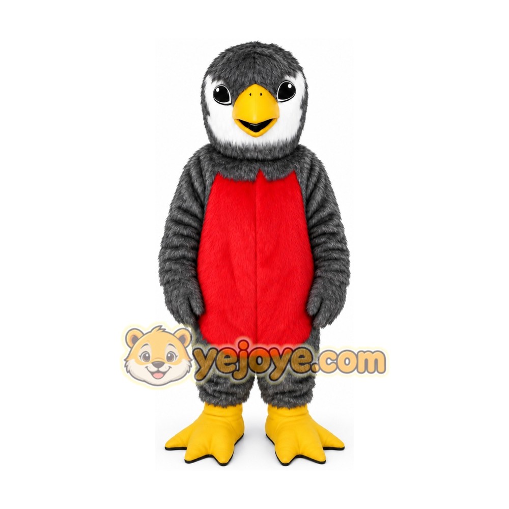 Gray Bird with Red Chest Mascot Costume Gray Bird with Red Chest Mascot Costume
