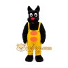 Black Dog in Yellow Overalls Mascot Costume Black Dog in Yellow Overalls Mascot Costume