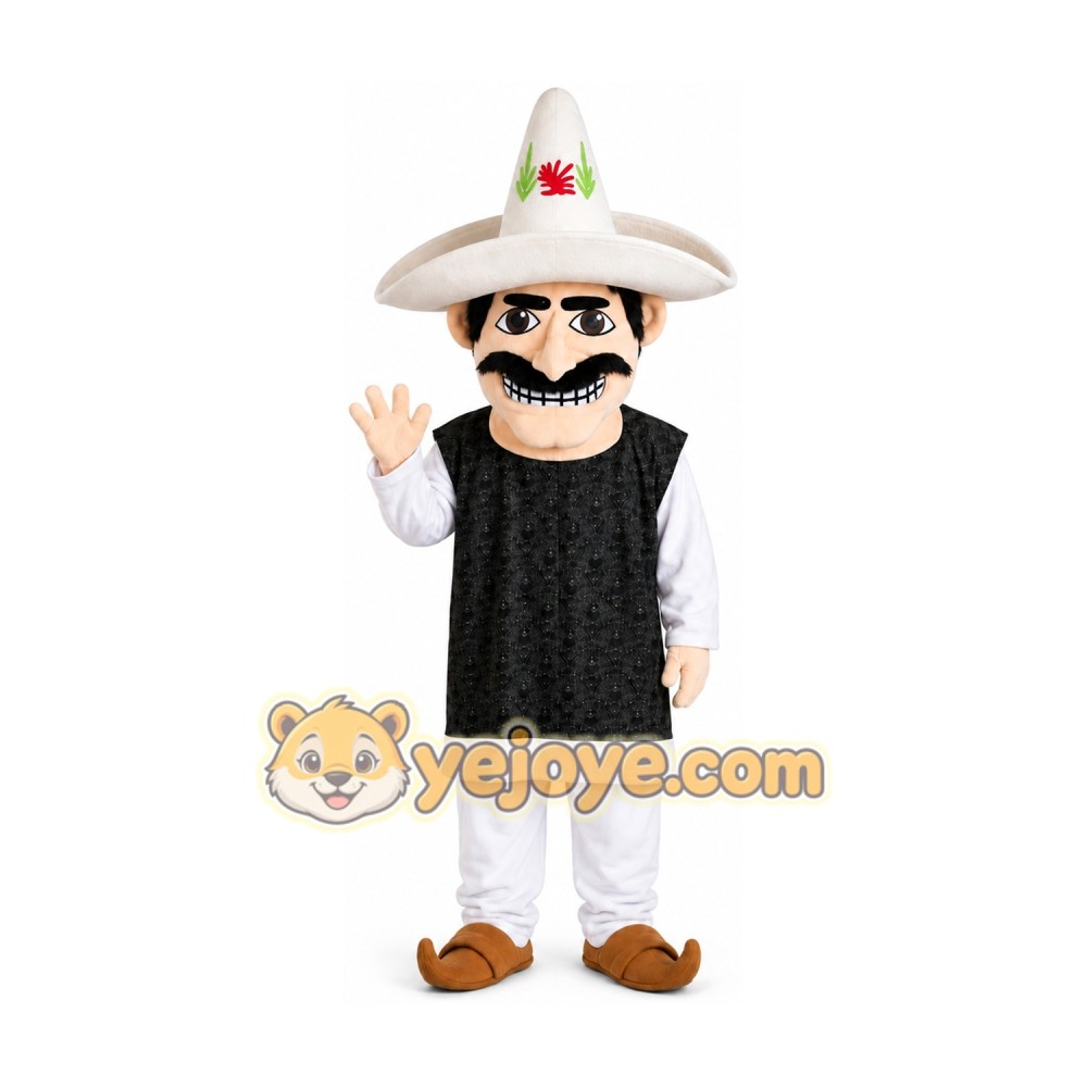 Cartoon Man in Wide Brim Hat Mascot Costume Cartoon Man in Wide Brim Hat Mascot Costume