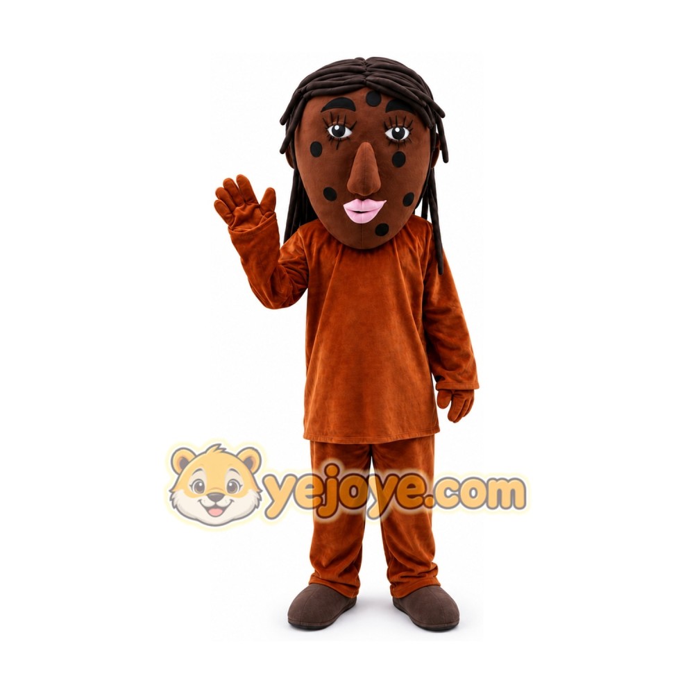 Cartoon Character in Brown Outfit Mascot Costume Cartoon Character in Brown Outfit Mascot Costume