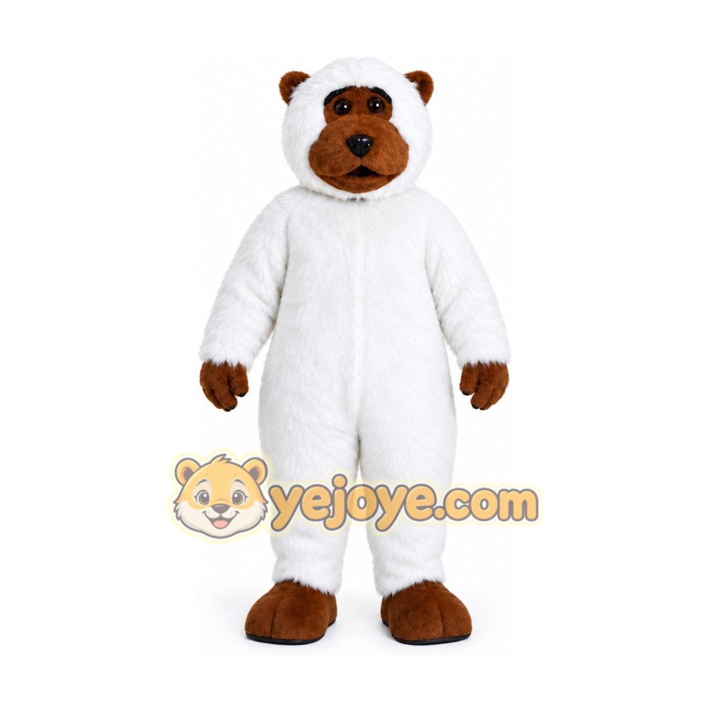 Bear in White Outfit Mascot Costume