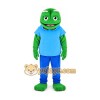 Green Frog in Blue Shirt Mascot Costume Green Frog in Blue Shirt Mascot Costume