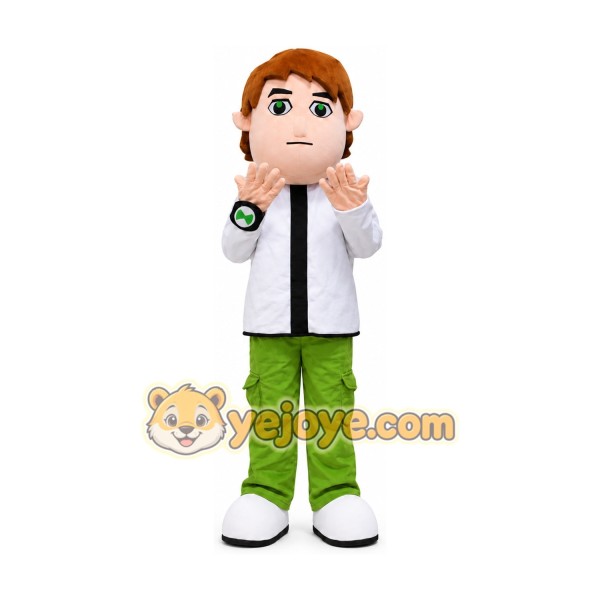 Cartoon Boy in White Jacket Mascot Costume