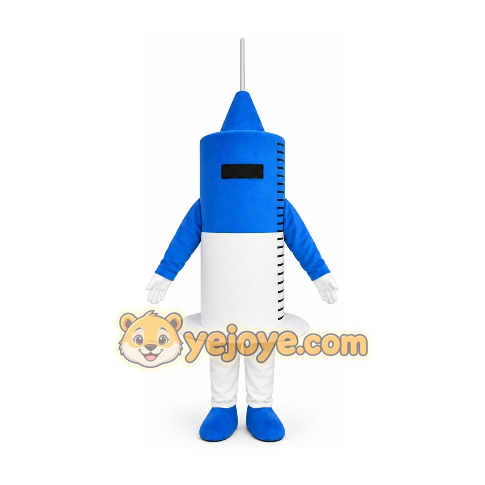 Blue Syringe Mascot Costume Blue Syringe Mascot Costume