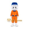 Telephonist Dressed In Orange Mascot Costume Courier Costume Telephonist Dressed In Orange Mascot Costume Courier Costume