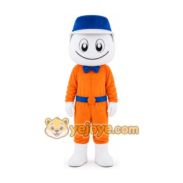 Telephonist Dressed In Orange Mascot Costume Courier Costume