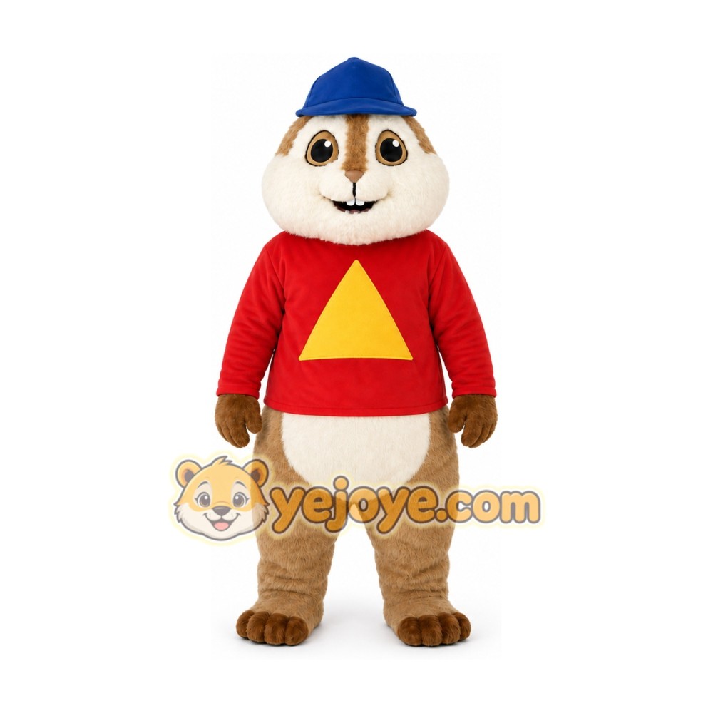 Chipmunk in Red Shirt Mascot Costume Chipmunk in Red Shirt Mascot Costume