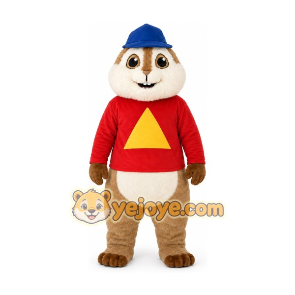 Chipmunk in Red Shirt Mascot Costume Chipmunk in Red Shirt Mascot Costume