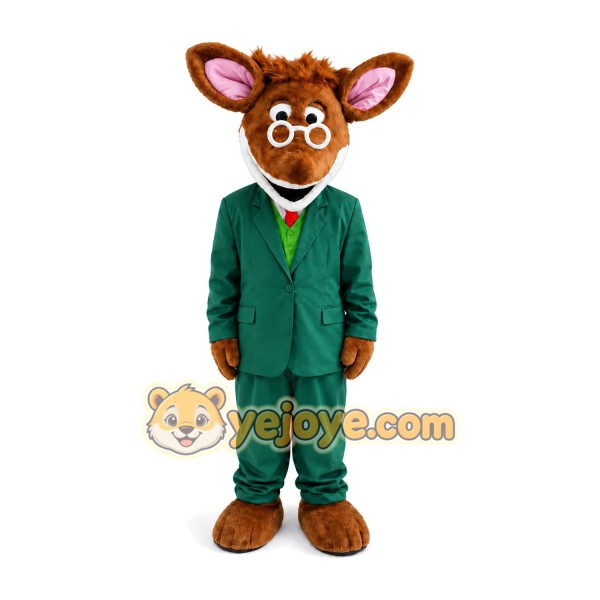 Brown Mouse in Green Suit Mascot Costume Brown Mouse in Green Suit Mascot Costume
