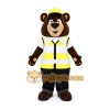 Brown Bear in Safety Vest Mascot Costume Brown Bear in Safety Vest Mascot Costume