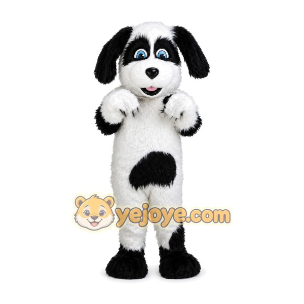 White Black Sheepdog Dog Mascot Costume