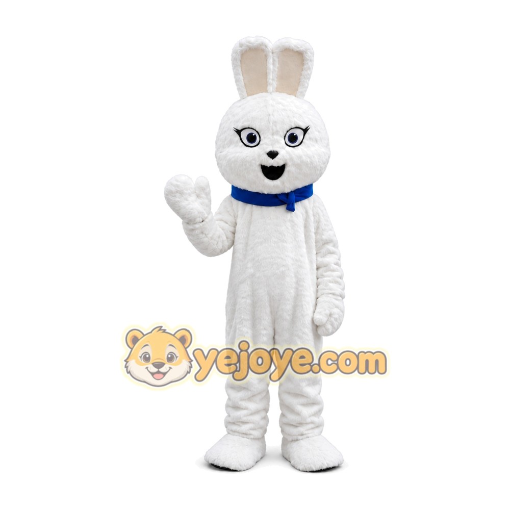 White Plush Bunny Mascot Costume
