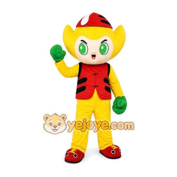 Yellow Boy Mascot Costume Cartoon Character