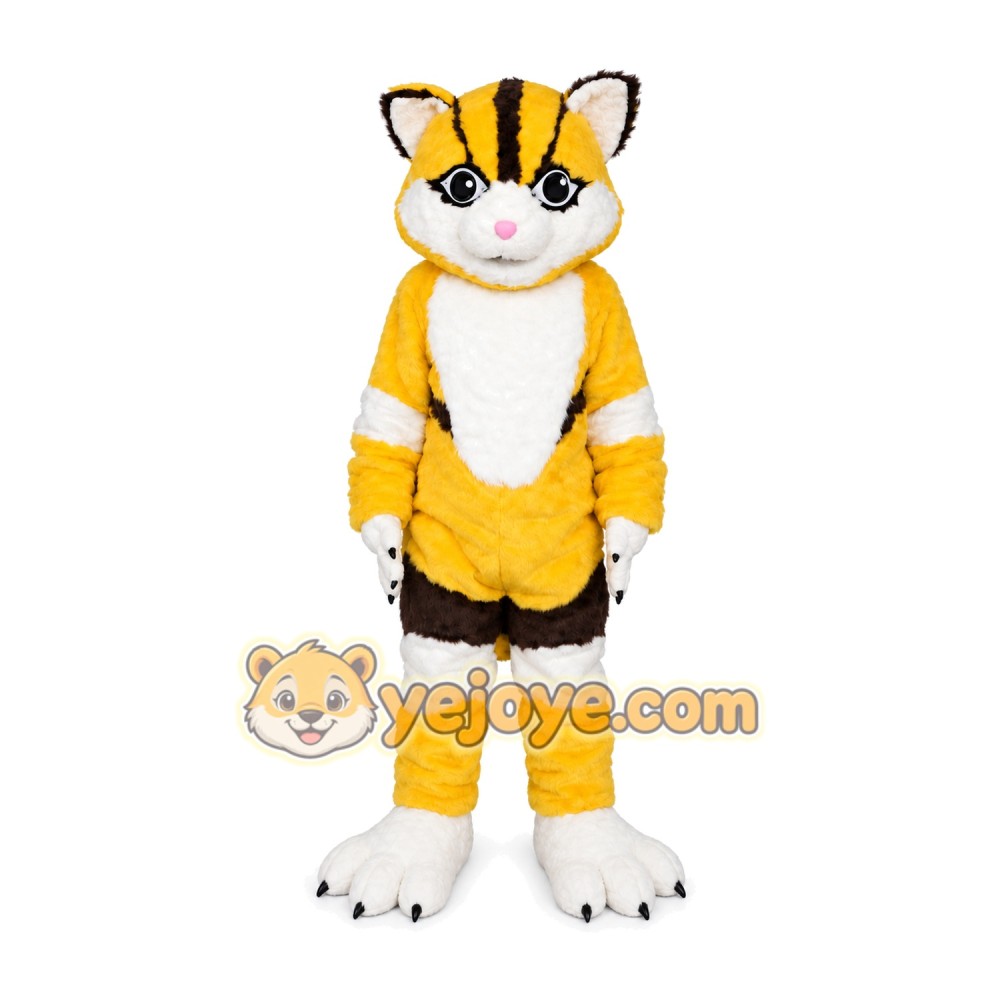 Yellow Striped Cat Mascot Costume