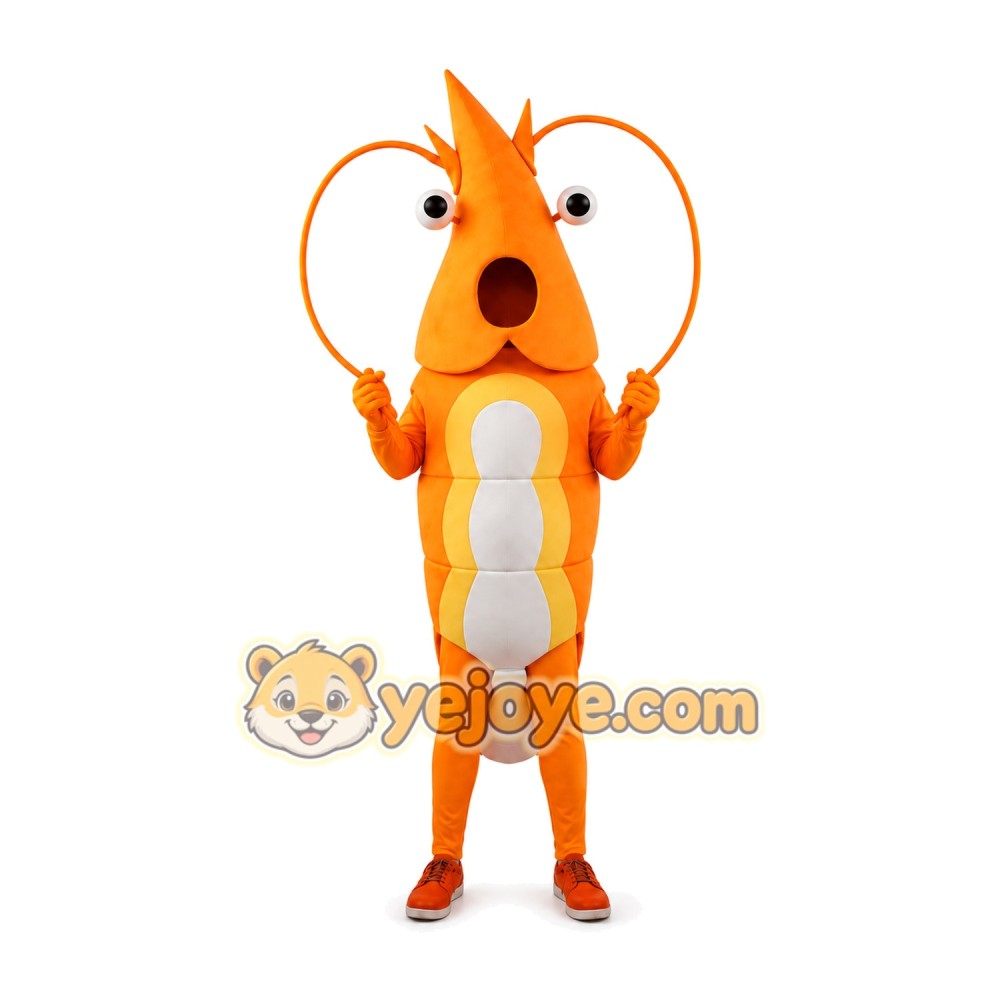 Yellow Shrimp Mascot Costume Yellow Shrimp Mascot Costume