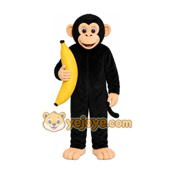 Black Chimpanzee And Banana Mascot Costume