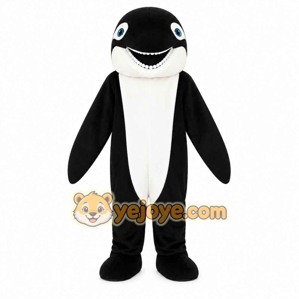 Black Killer Whale Mascot Costume Adult Cartoon Character Black Killer Whale Mascot Costume Adult Cartoon Character