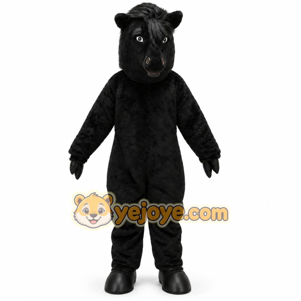 Black Mustang Horse Mascot Costume Black Mustang Horse Mascot Costume
