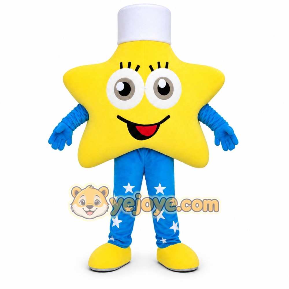Blue Arms And Pants Yellow Star Mascot Costume