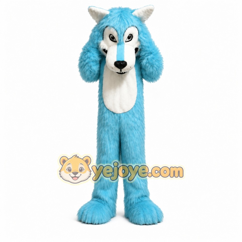 Blue Big Mouth Wolf Mascot Costume for Adult Blue Big Mouth Wolf Mascot Costume for Adult