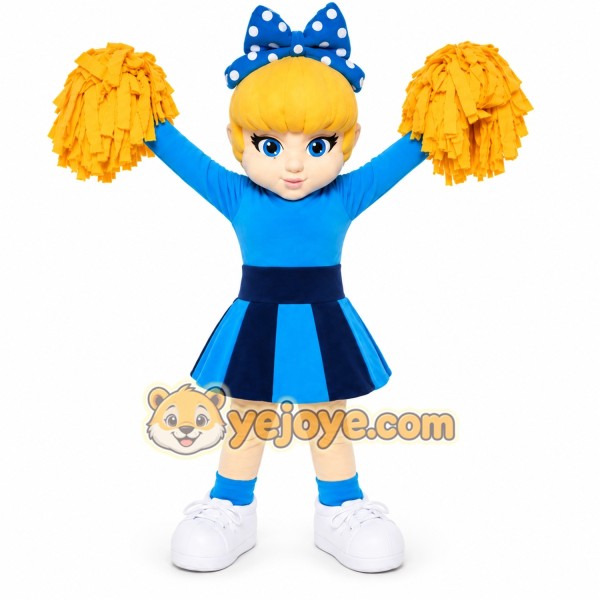 Blue Dress Cutie Cheer Leader Girl Mascot Costume