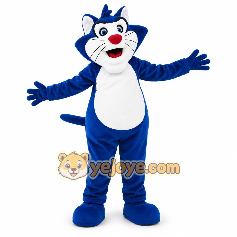 Blue Fat Cat Mascot Costume Blue Fat Cat Mascot Costume