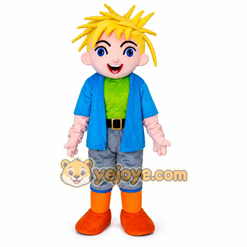 Blond Cartoon Boy Mascot Costume Blond Cartoon Boy Mascot Costume