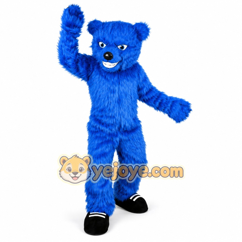 Blue Long Hairy Bear Mascot Costume for Adult Blue Long Hairy Bear Mascot Costume for Adult