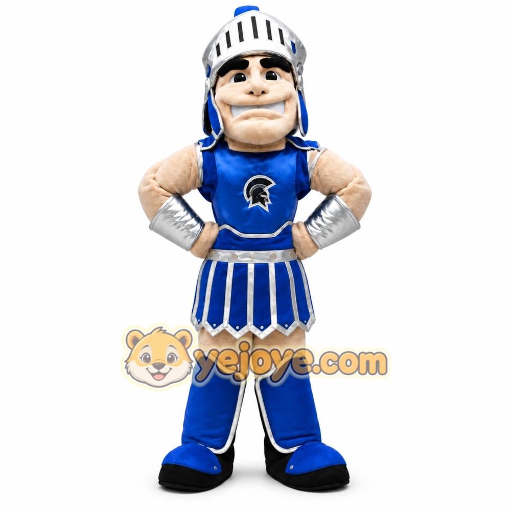 Blue Spartan Trojan Knight Mascot Costume Blue Spartan Trojan Knight Mascot Costume