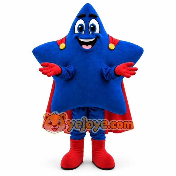 Blue Super Star Mascot Costume